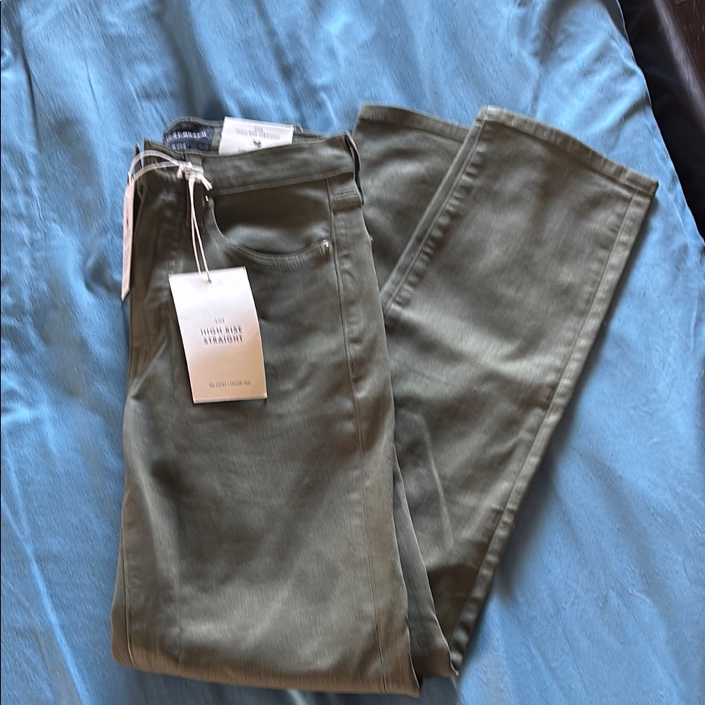 Lucky Brand Olive High Rise Straight Jeans